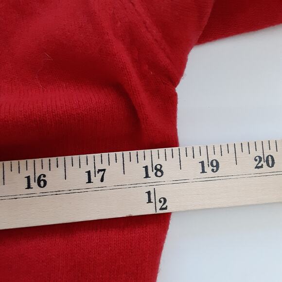 Vintage 1950s Cardigan Sweater Wool Blend Cherry Red Pearl Button Rockabilly - Picture 12 of 15